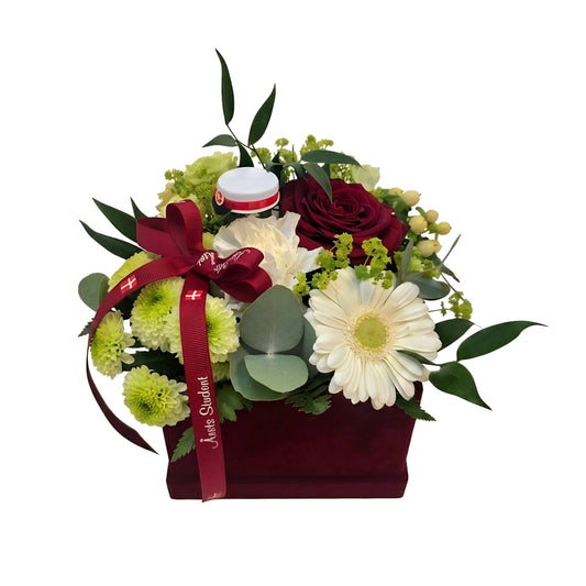 Studenteræske med blomster
