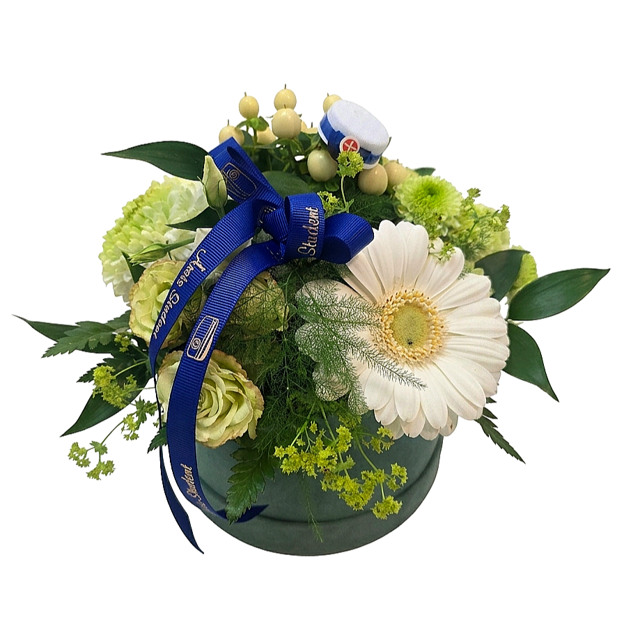 Studenteræske med blomster